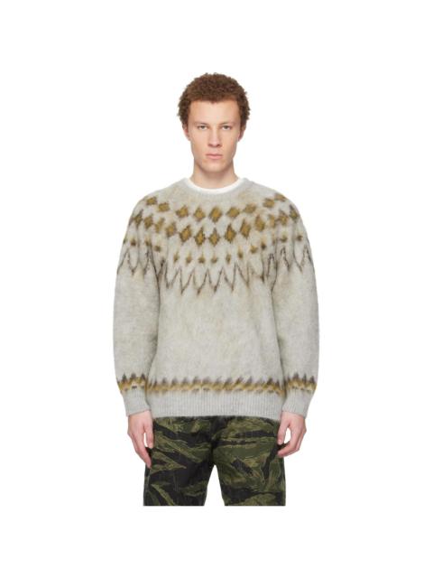 Gray Mohair Crew Neck Sweater