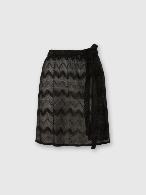 Wrap cover-up miniskirt in zig zag lamé viscose