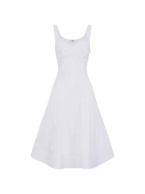 cotton gathered midi dress