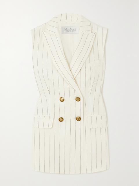 Quebec Double-breasted Pinstriped Linen Vest