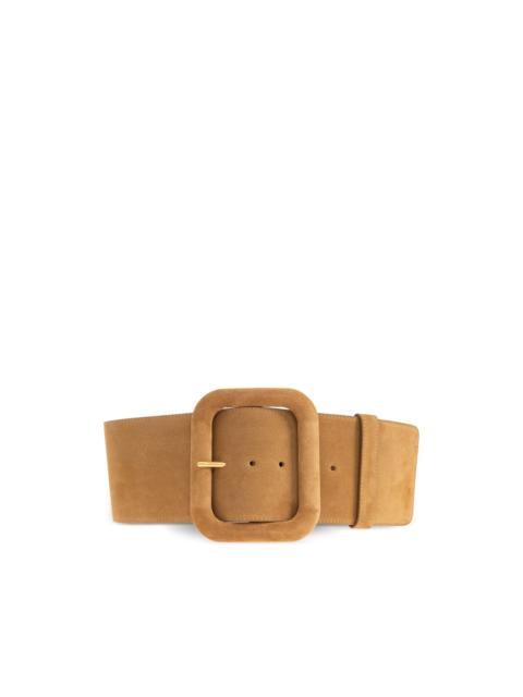 square-buckle leather belt