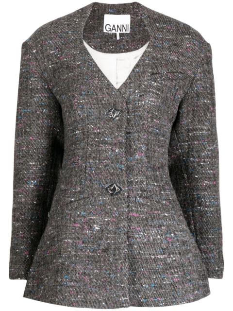 fitted wool-blend blazer
