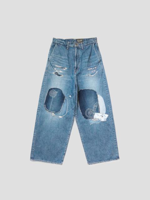 14oz PATCHWORK DENIM BAGGY PANTS