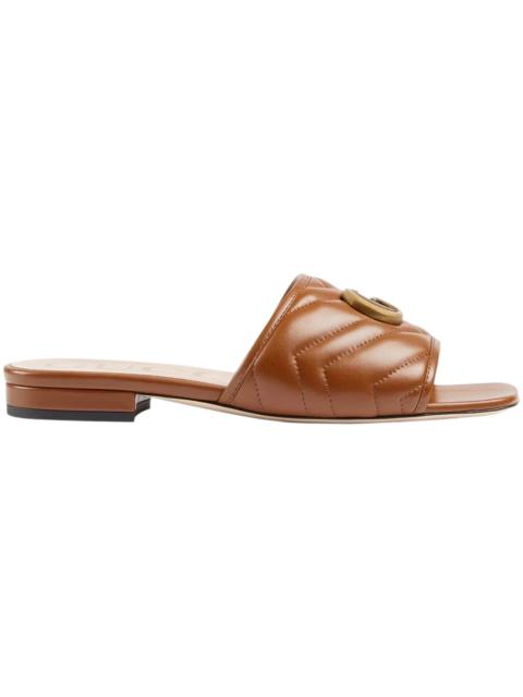 Gucci Double G Slide Sandal Brown Leather