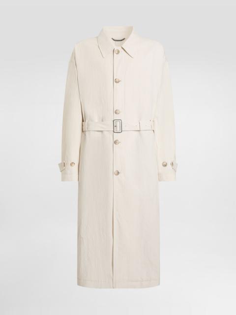 Cotton-linen trench coat with buttons