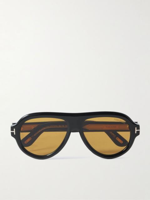 Icon Pilot Aviator-Style Tortoiseshell Acetate Sunglasses Black