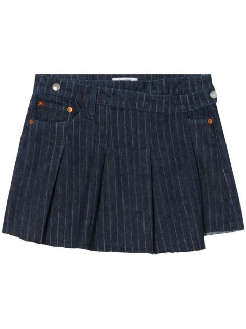 pinstripe wrap mini skirt