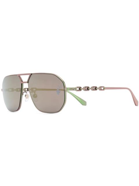 OFF-WHITE Wright Aviator Sunglasses Scarabeo Green/Gold (OMRI007F20MET0015500)