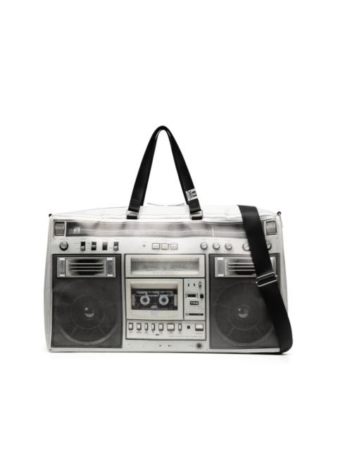Boombox-print tote bag