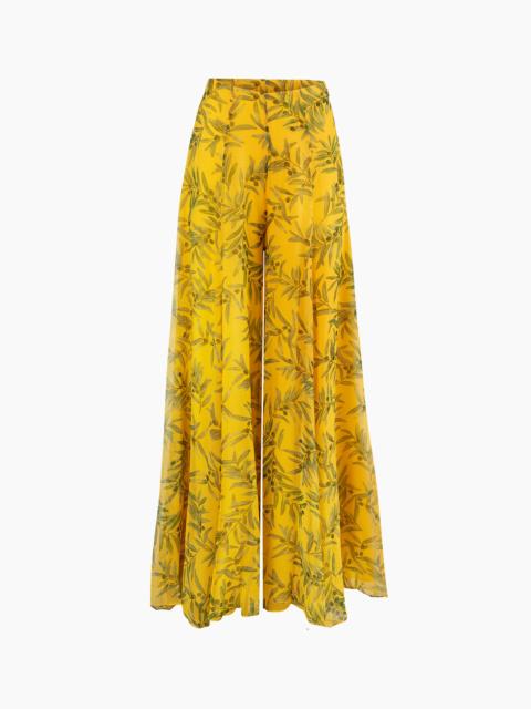 Olive Branch-Print Extra-Wide Leg Iris Pants