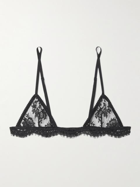 Micro Cotton-blend Lace Soft-cup Triangle Bra