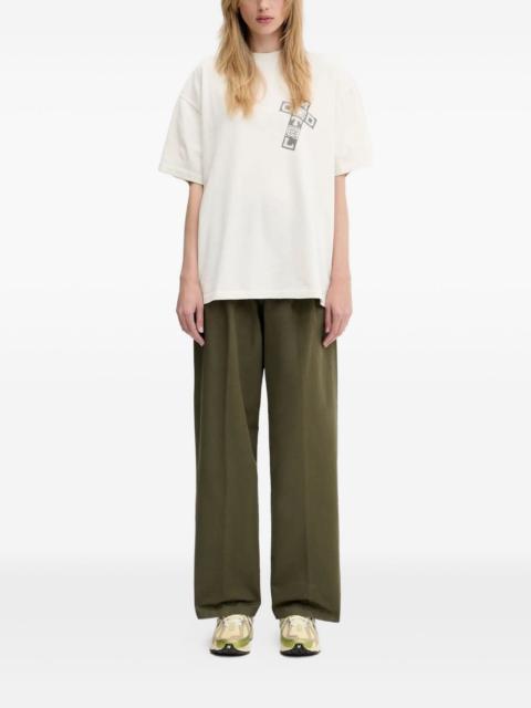 pleated straight-leg trousers