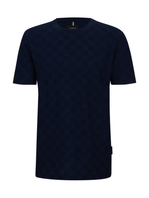 PORSCHE X BOSS MERCERIZED-COTTON T-SHIRT WITH CHECK JACQUARD