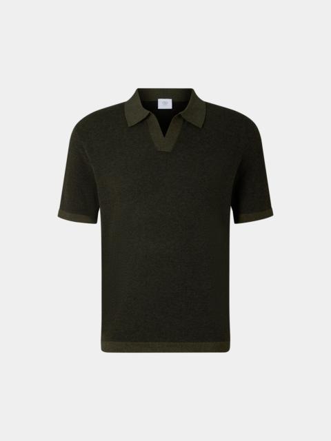 Lyon knitted polo shirt in Olive green