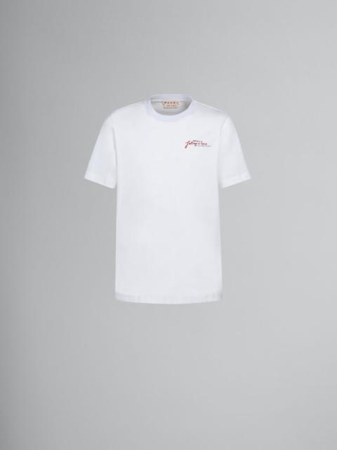 WHITE BIO COTTON T-SHIRT WITH WORDSEARCH PRINT