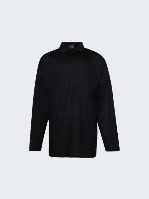 Long Sleeve Polo Top Black