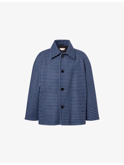 Check-Print Relaxed-Fit Wool Jacket