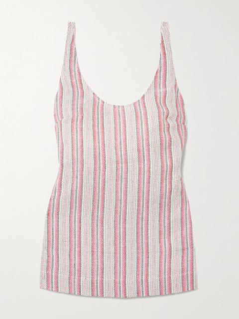 Var Open-back Striped Linen And Cotton-blend Tank
