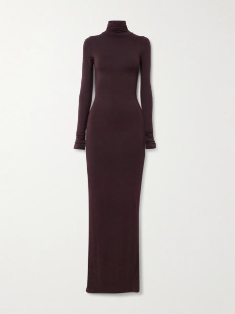 Stretch-modal Jersey Turtleneck Maxi Dress