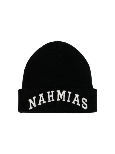 logo-embroidered wool-cashmere blend beanie