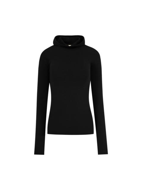 LONG SLEEVE HOODED RIB TOP WOMENS