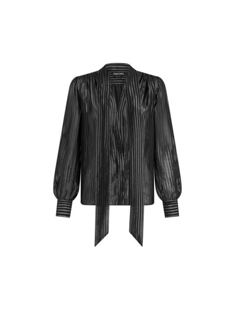 LONG SLEEVE V-NECK LAVALLIERE BLOUSE