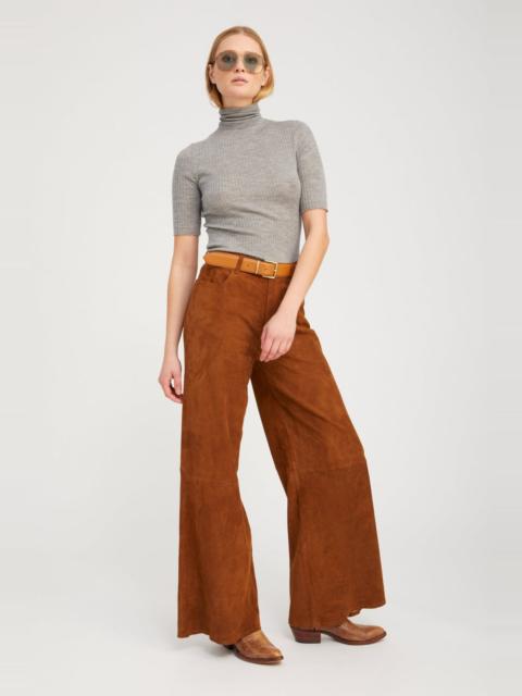 DARK COGNAC SUEDE 5 POCKET WIDE LEG