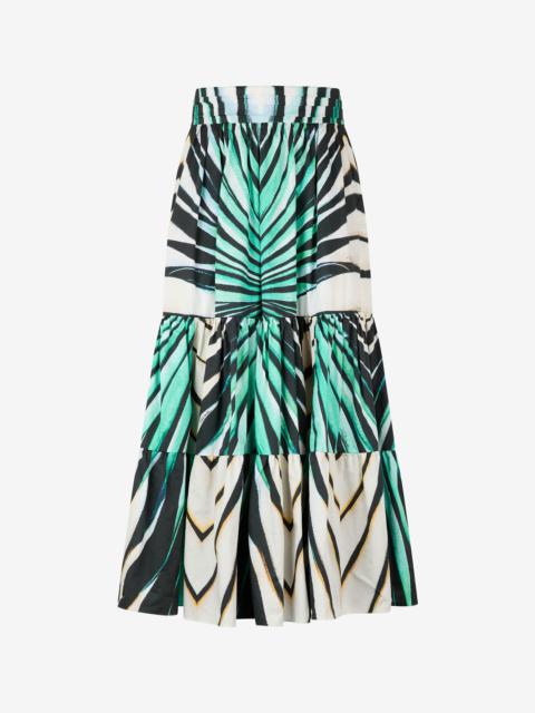 Ray Of Sea Print Cotton Midi Skirt