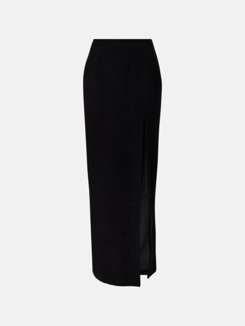 Wool-blend twill bouclé maxi skirt