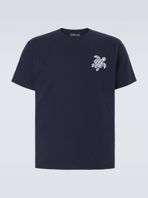 Embroidered cotton jersey T-shirt