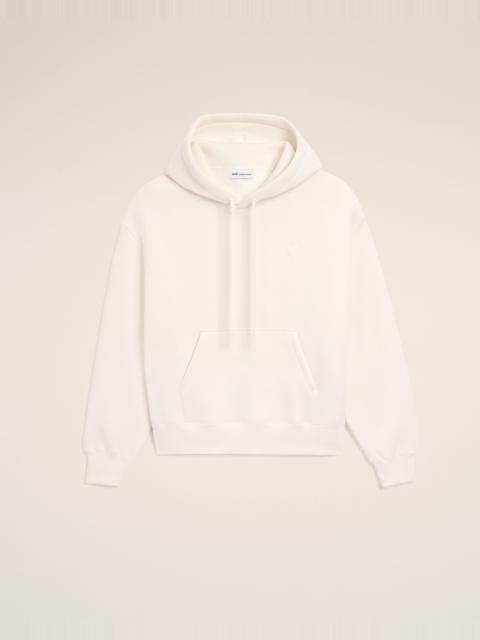 WHITE COTTON EMBOSSED AMI DE COEUR HOODIE