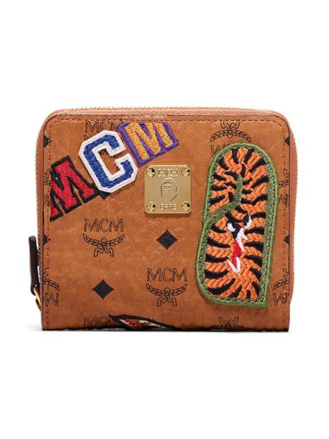 MCM x BAPE Shark Zip Wallet Visetos Mini Cognac