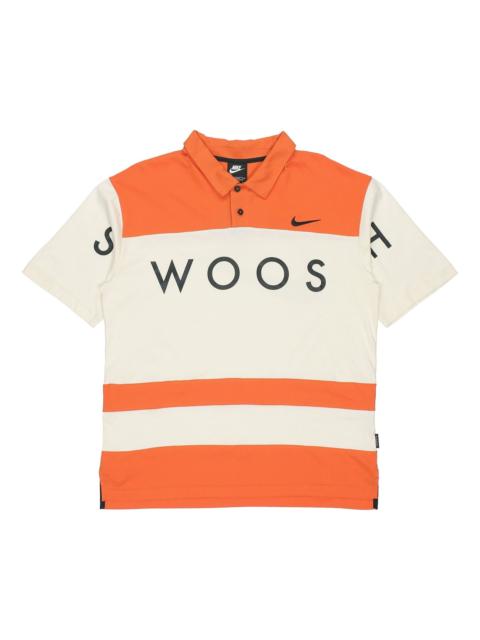 Nike Sportswear Swoosh Logo Printing Contrasting Colors Loose Polo Shirt Orange DJ5370-801