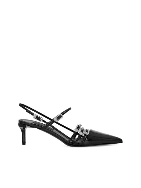 crystal-buckle slingback pumps