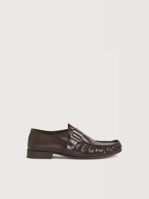 BROWN EEL-EFFECT LEATHER WALLABEE SHOE
