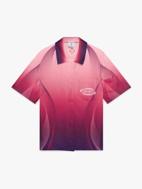 Aubergine Gradient Cuban Collar Short Sleeve Silk Shirt | Casablanca Paris