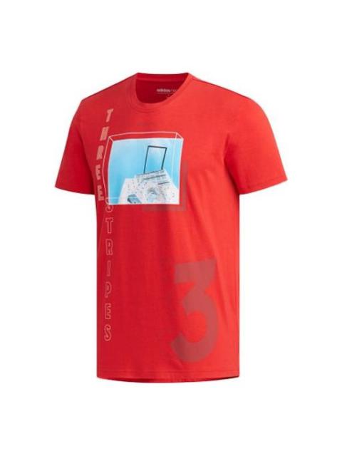 adidas neo M Cs Ris Tee Sports Short Sleeve Red EJ7068