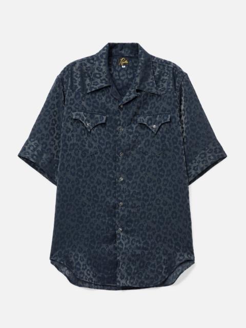 SHORT SLEEVES WESTERN SHIRT - RAYON LEOPARD JACQUARD