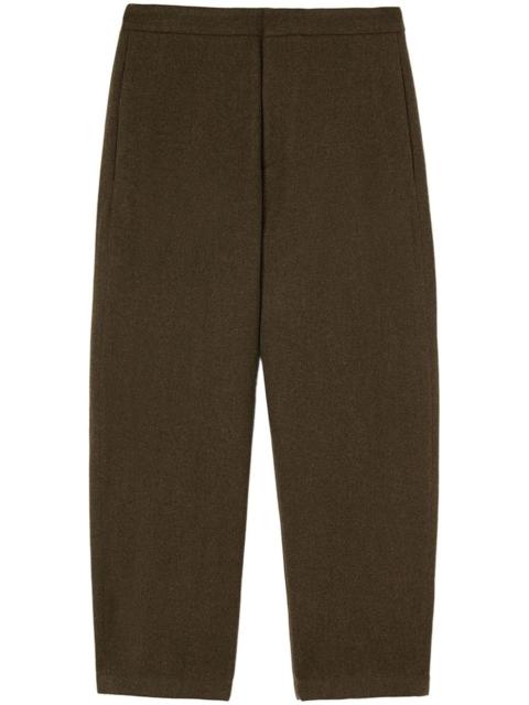 logo-patch wool tapered trousers