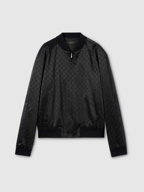 GG cotton satin zip jacket with piping
