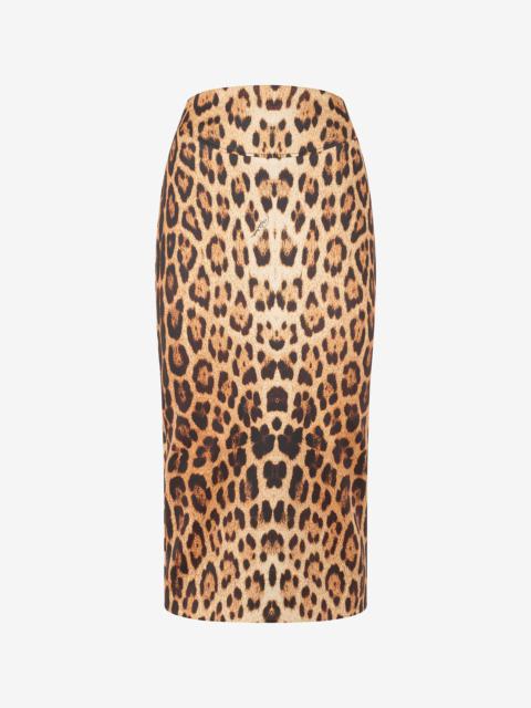 Pencil Skirt With Jaguar Skin Print