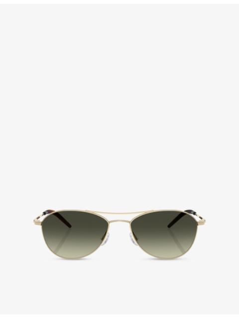 OV1358S Aero II Pilot-Frame Steel Sunglasses