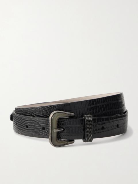 Lizard-effect Patent-leather Belt