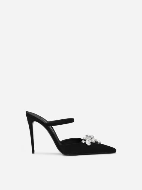 Satin mules with embroidery