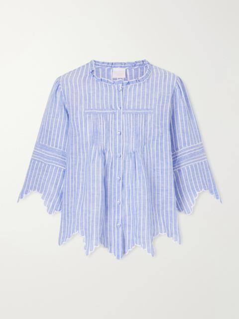 Matilde Scalloped Striped Linen Shirt