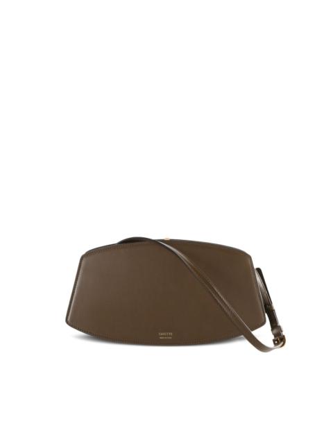 curved-flap calfskin shoulder bag