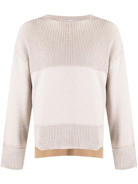 colour-block ribbed-knit jumper