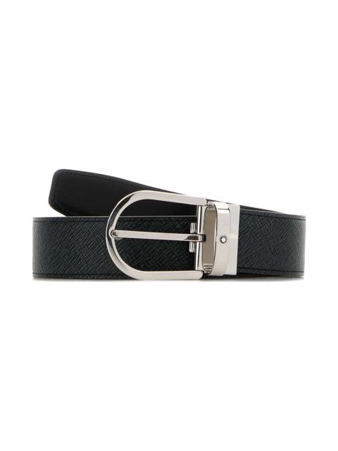 Melange Blue Leather Reversible Belt