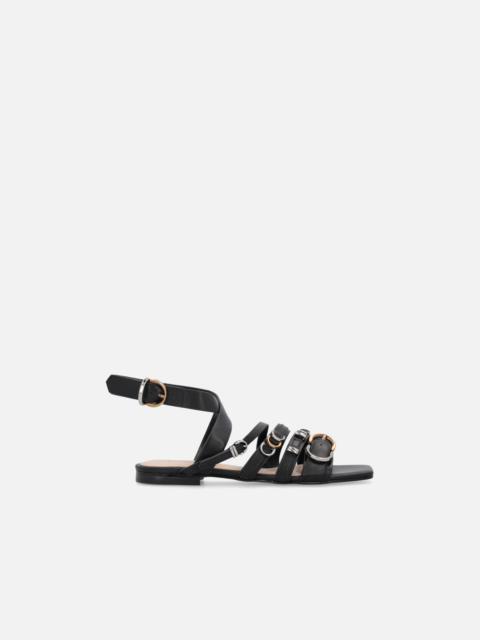 FLAT SANDALS WITH BRAIDED STRAPS AND METALLIC DETAILS