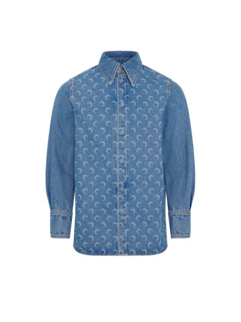 Moon Laser Blue Wash Denim LS Shirt